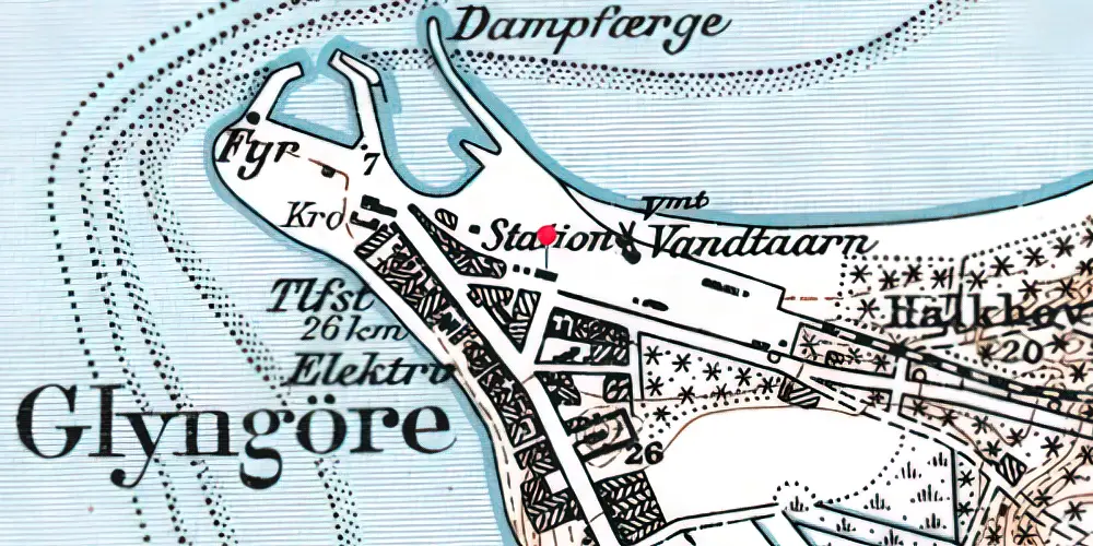 Historisk kort over Glyngøre Station