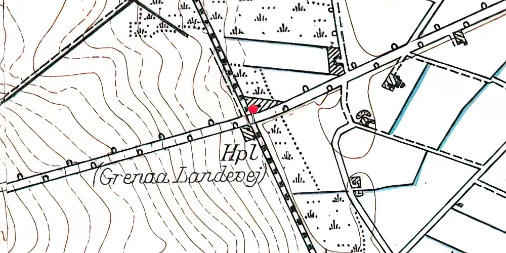 Historisk kort over Grenaa Landevej Trinbræt 