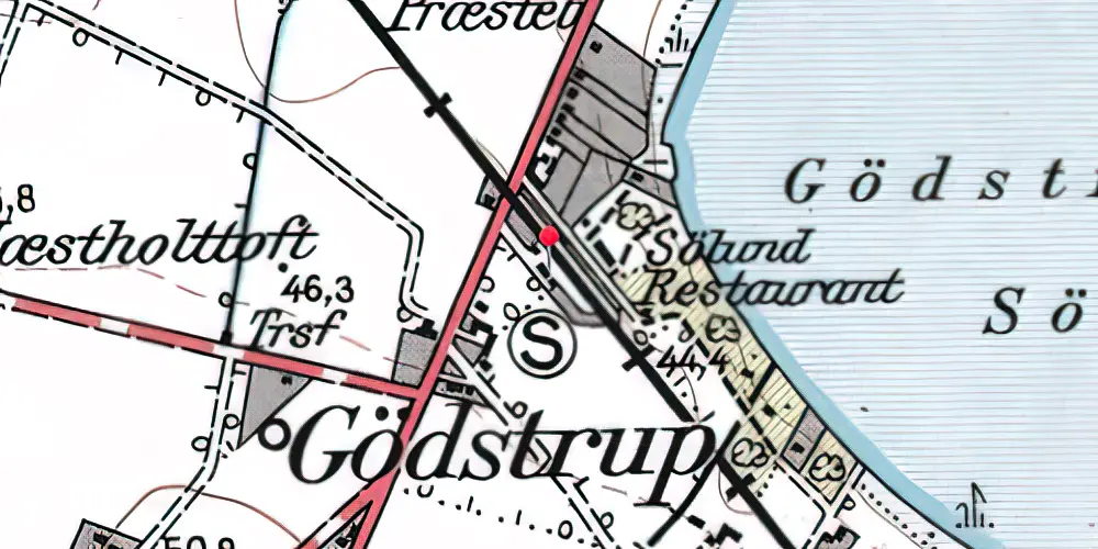 Historisk kort over Gødstrup Station [1904-1969]