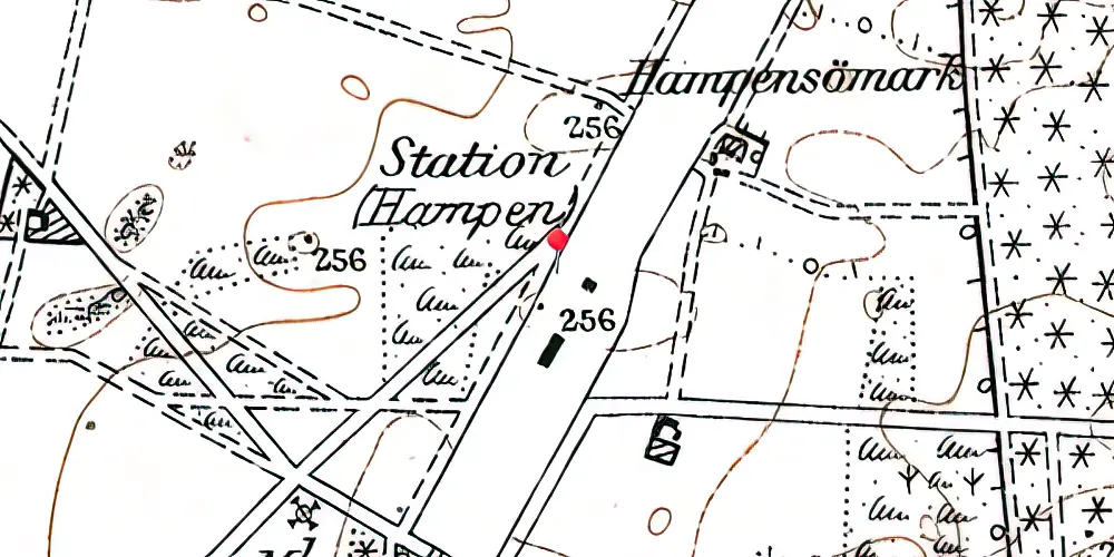 Historisk kort over Hampen Station