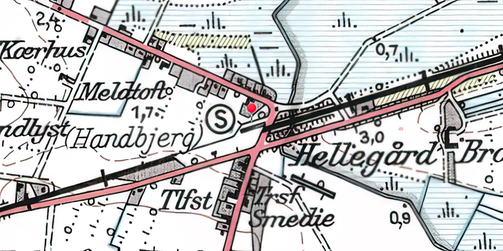 Historisk kort over Handbjerg Trinbræt