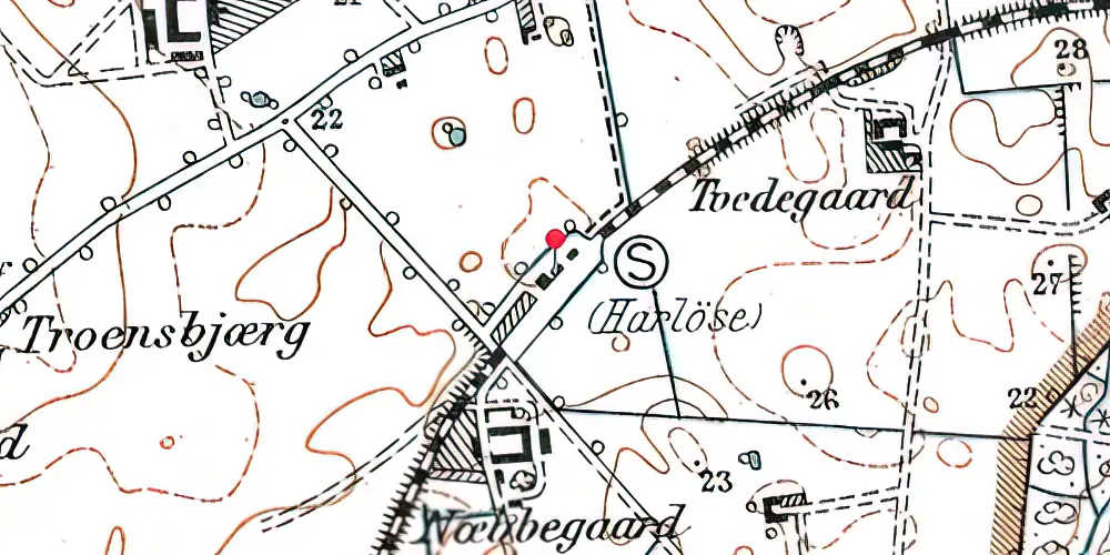 Historisk kort over Harløse Station