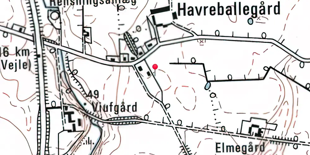 Historisk kort over Hauerballe Holdeplads 