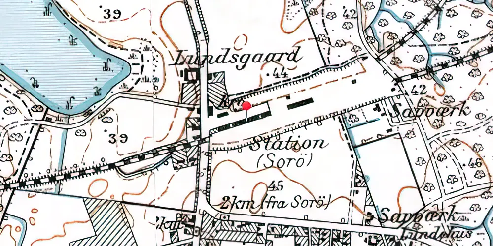 Historisk kort over Sorø Station