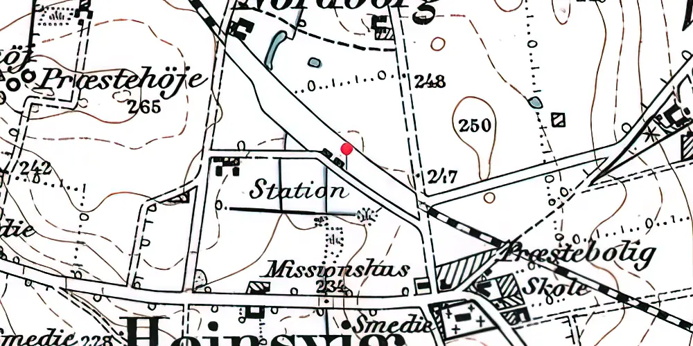 Historisk kort over Hejnsvig Station