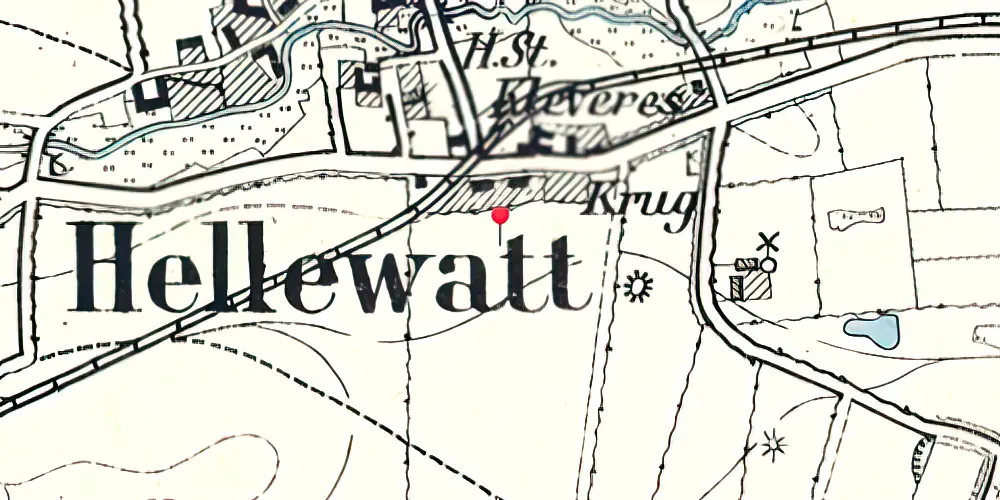 Historisk kort over Hellevad Station