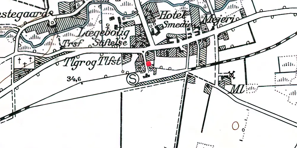 Historisk kort over Hellevad Station