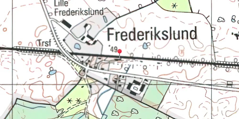 Historisk kort over Frederikslund Station 