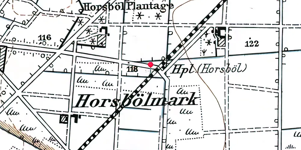 Historisk kort over Horsbøl Holdeplads 