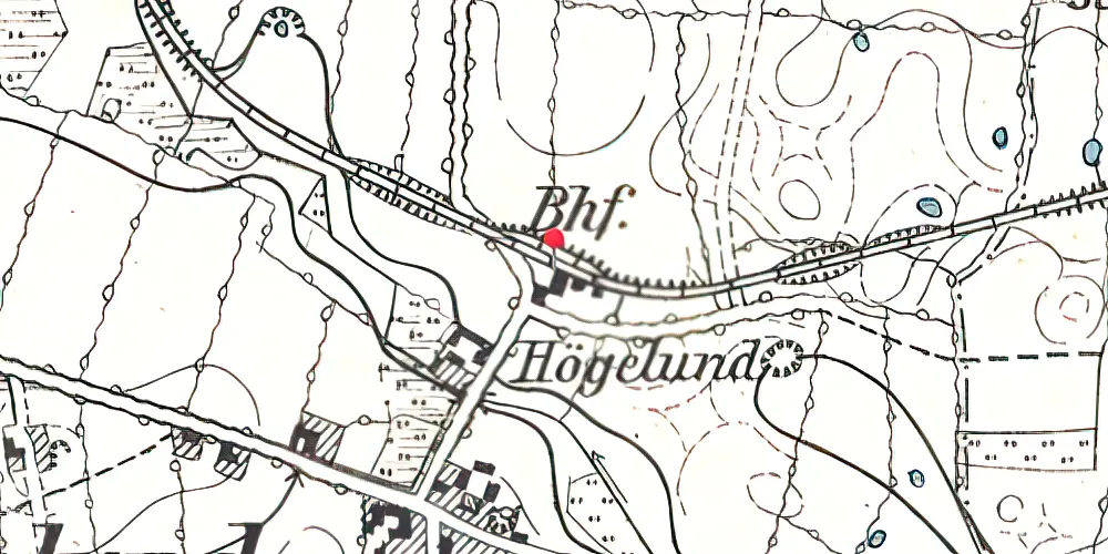Historisk kort over Høgelund Stationskro 