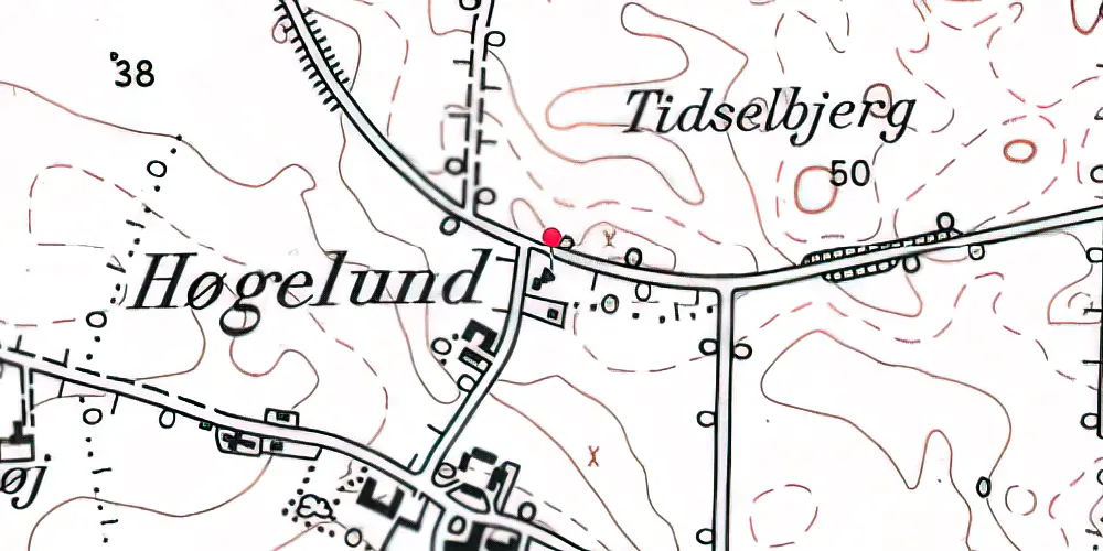Historisk kort over Høgelund Stationskro