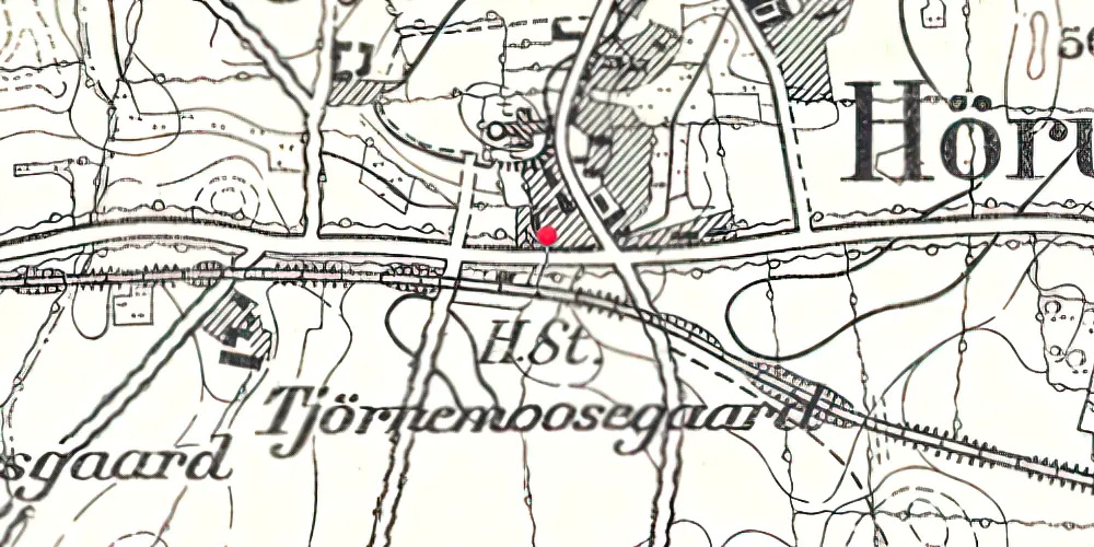 Historisk kort over Kirke-Hørup Station 