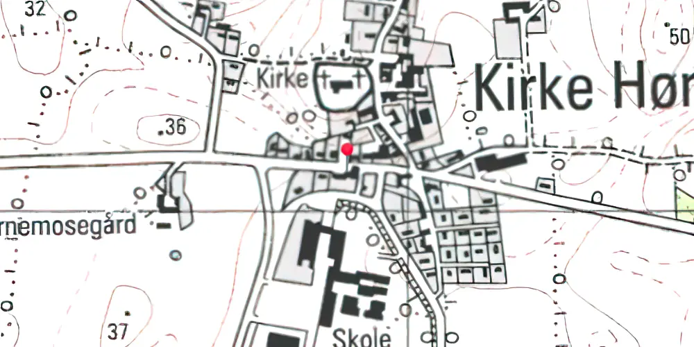 Historisk kort over Kirke-Hørup Station 