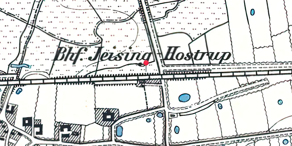 Historisk kort over Jejsing Trinbræt med Sidespor [1969-1971]