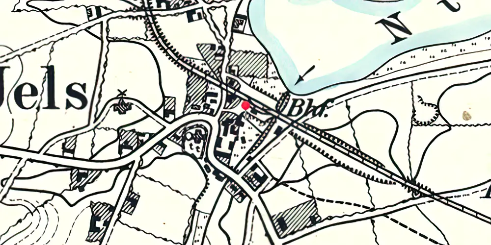 Historisk kort over Jels Station 