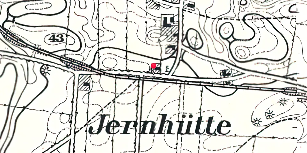 Historisk kort over Jernhyt Trinbræt med Sidespor