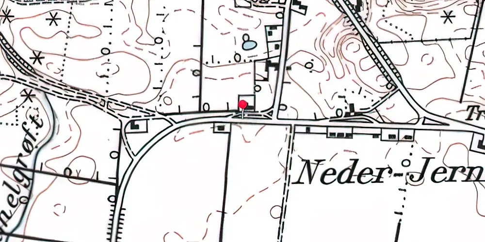 Historisk kort over Jernhyt Trinbræt med Sidespor