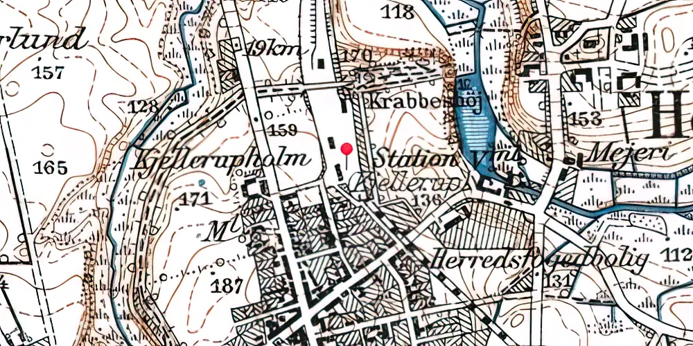 Historisk kort over Kjellerup Station