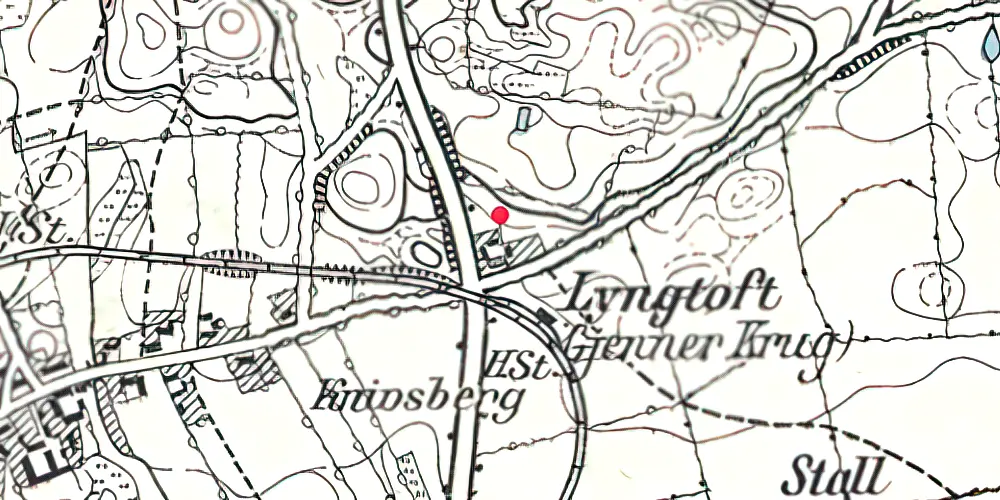 Historisk kort over Knivsbjerg Stationskro