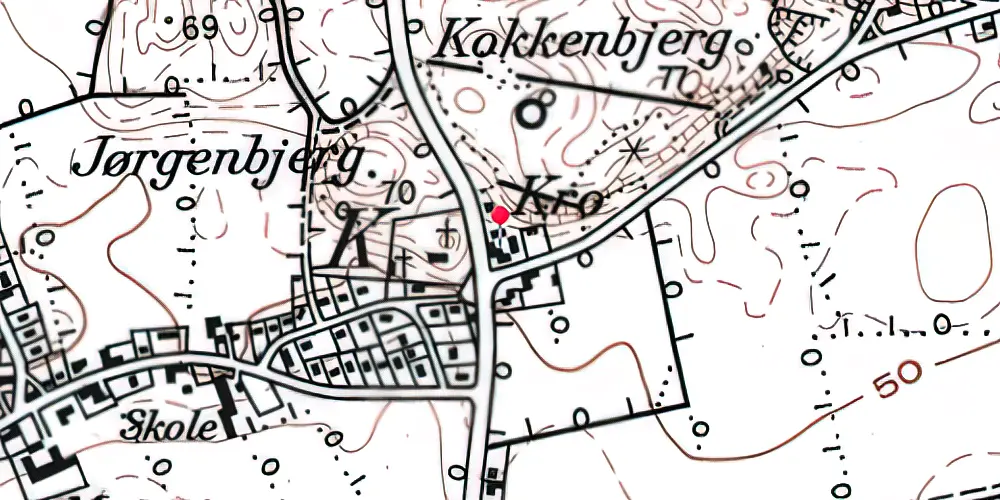 Historisk kort over Knivsbjerg Stationskro
