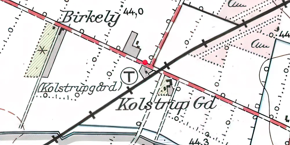 Historisk kort over Kolstrupgaard Holdeplads 
