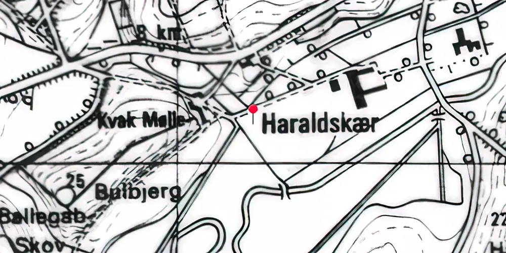 Historisk kort over Kvak Mølle Trinbræt 