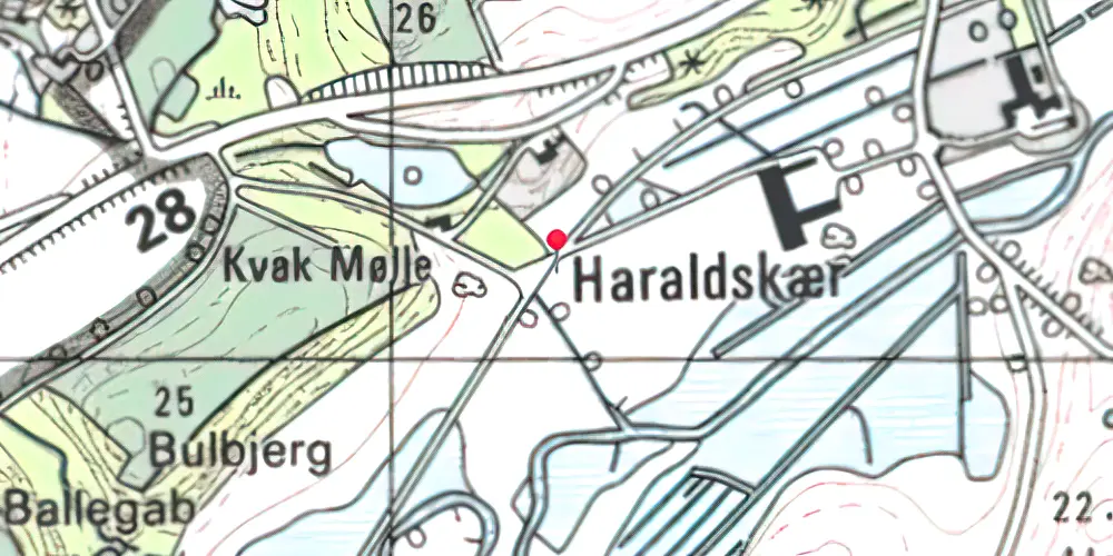 Historisk kort over Kvak Mølle Trinbræt 