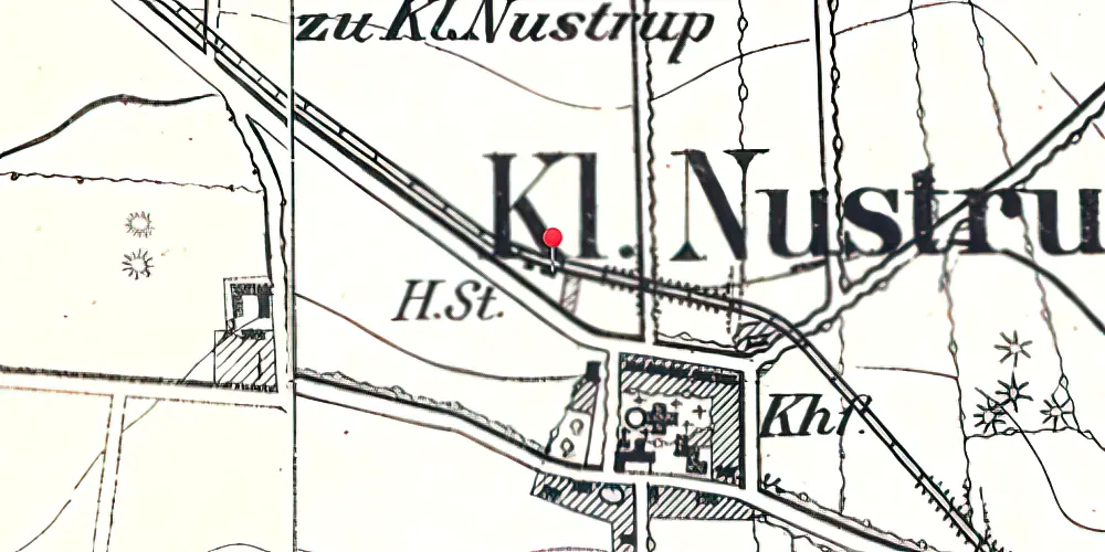 Historisk kort over Lille Nustrup Station
