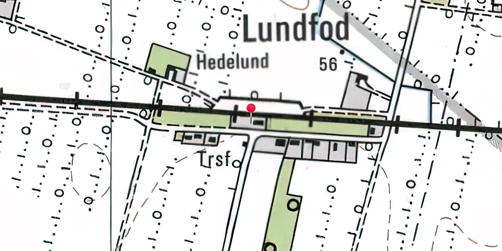Historisk kort over Lundfod Billetsalgssted med Sidespor