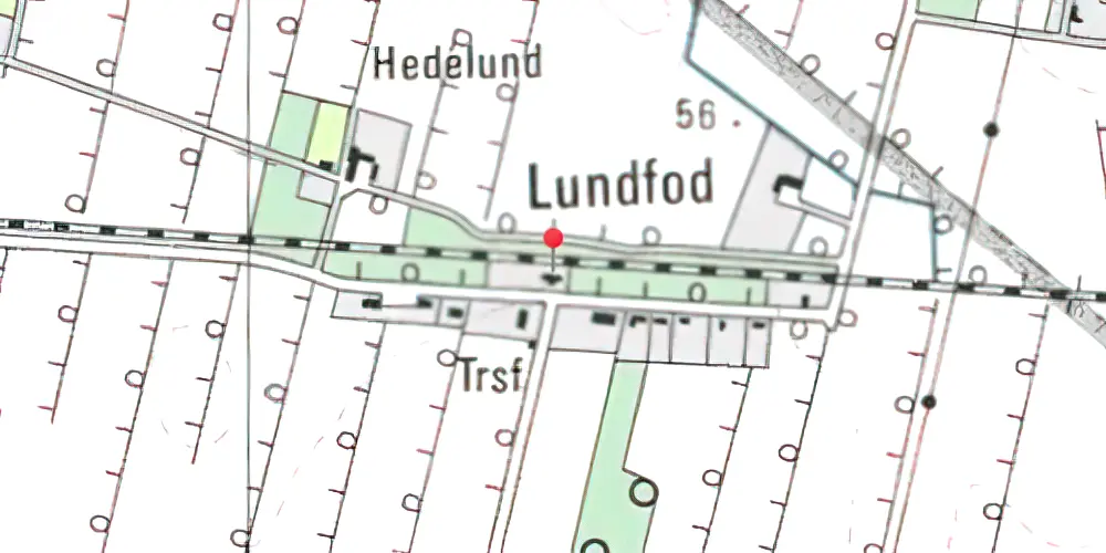 Historisk kort over Lundfod Billetsalgssted med Sidespor