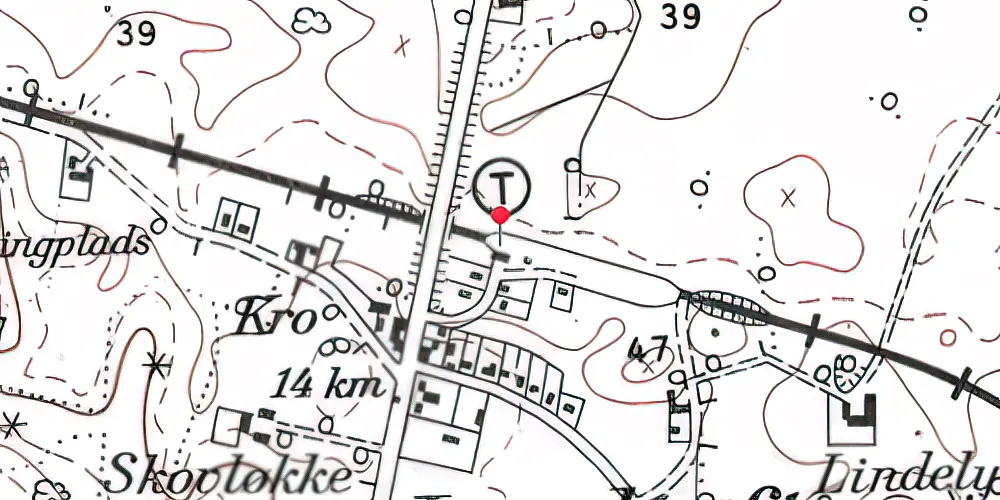 Historisk kort over Lundtoft Holdeplads med sidespor