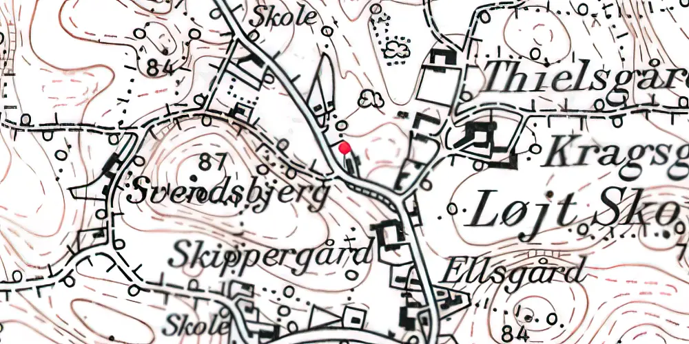 Historisk kort over Løjt Skovby Station
