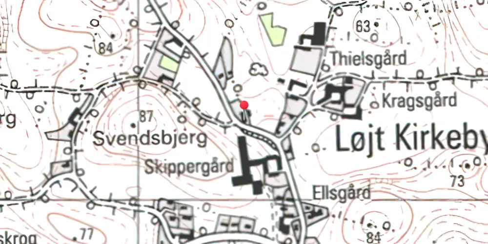 Historisk kort over Løjt Skovby Station 