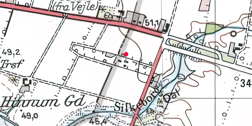 Historisk kort over Løvlund Holdeplads 
