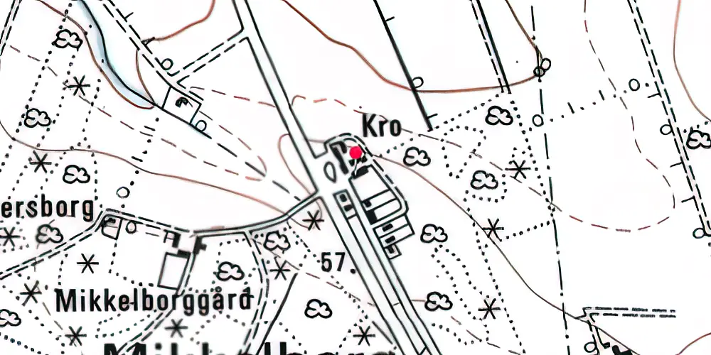 Historisk kort over Mikkelborg Kro Station