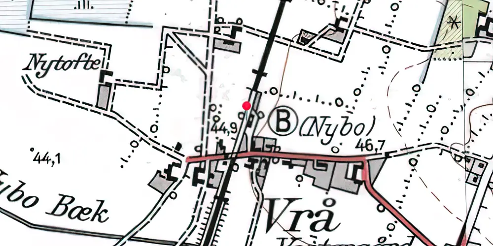 Historisk kort over Nybo Billetsalgssted