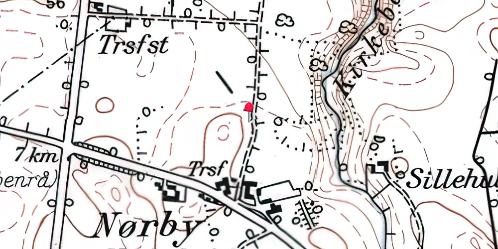 Historisk kort over Nørby Trinbræt 