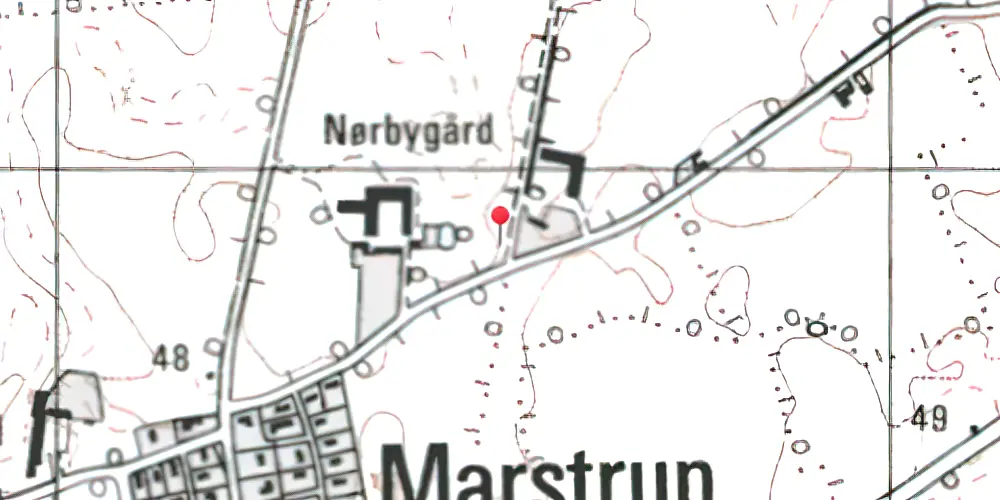 Historisk kort over Nørbygård Trinbræt med Sidespor