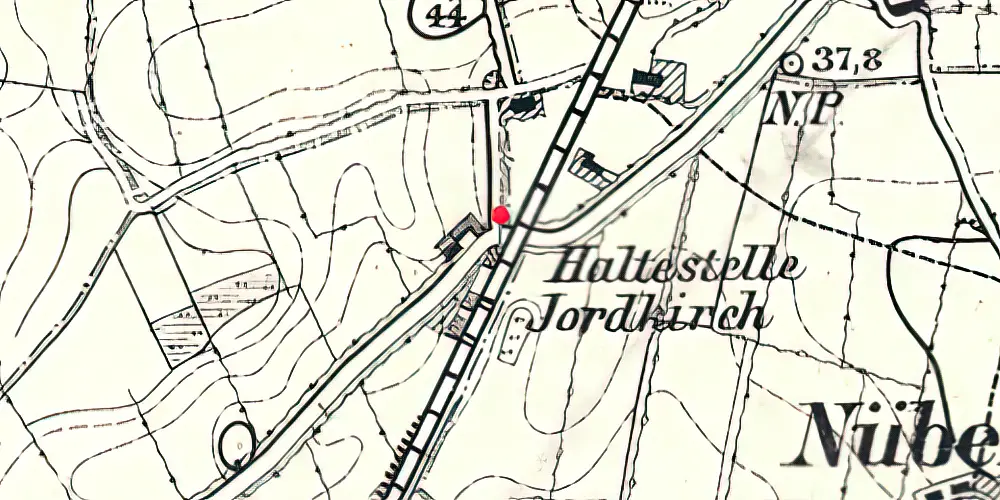Historisk kort over Hjordkær Station 