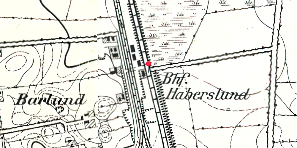 Historisk kort over Hovslund Stationsby Krydsningsstation