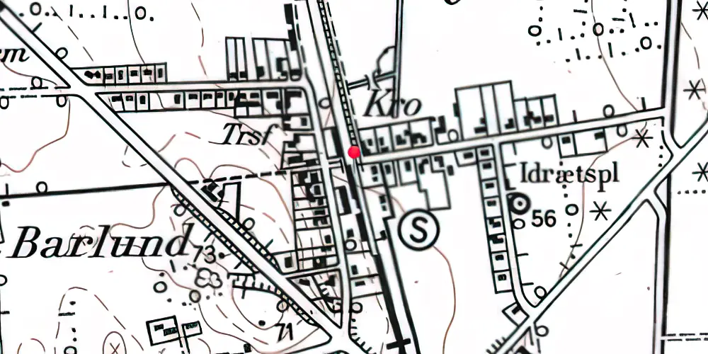 Historisk kort over Hovslund Stationsby Station 