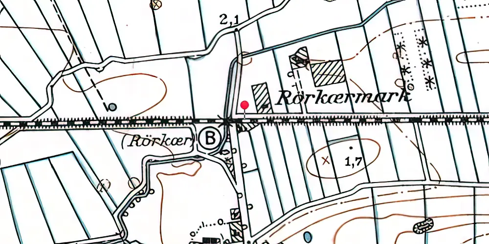 Historisk kort over Rørkær Billetsalgssted
