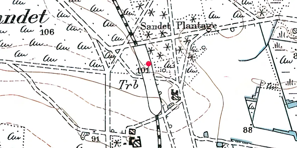 Historisk kort over Sandet Station