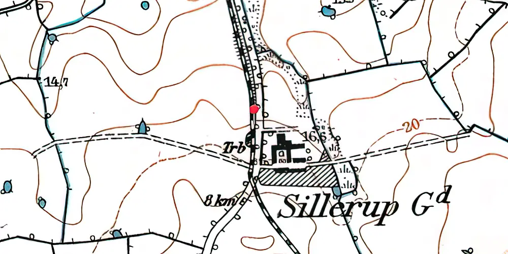 Historisk kort over Sillerupgård Trinbræt 