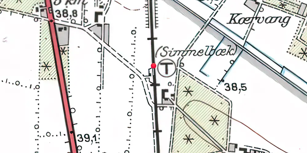 Historisk kort over Simmelbæk Trinbræt