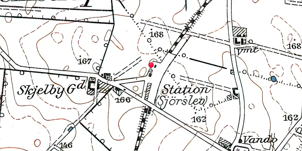 Historisk kort over Sjørslev Station