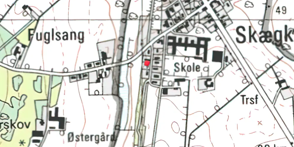 Historisk kort over Skægkær Station 