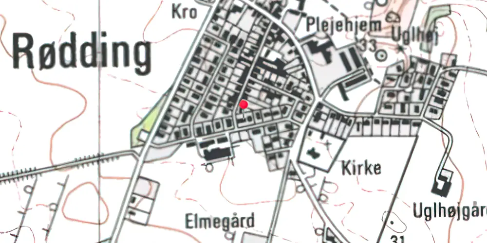 Historisk kort over Spøttrup (Rødding) Station 