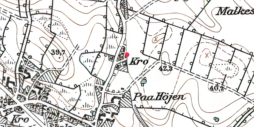 Historisk kort over Stevning Stationskro 