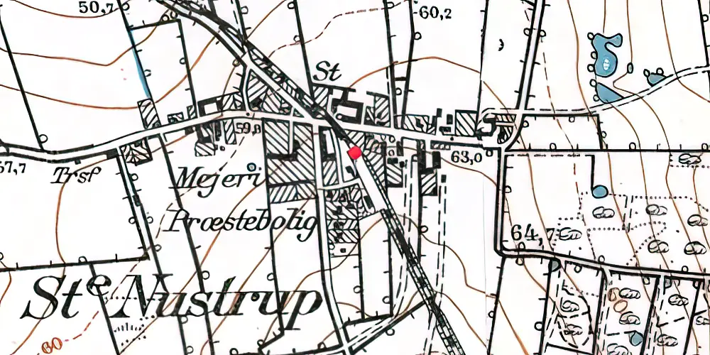 Historisk kort over Store Nustrup Station
